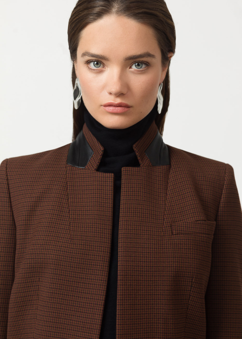 Veste pied de poule marron