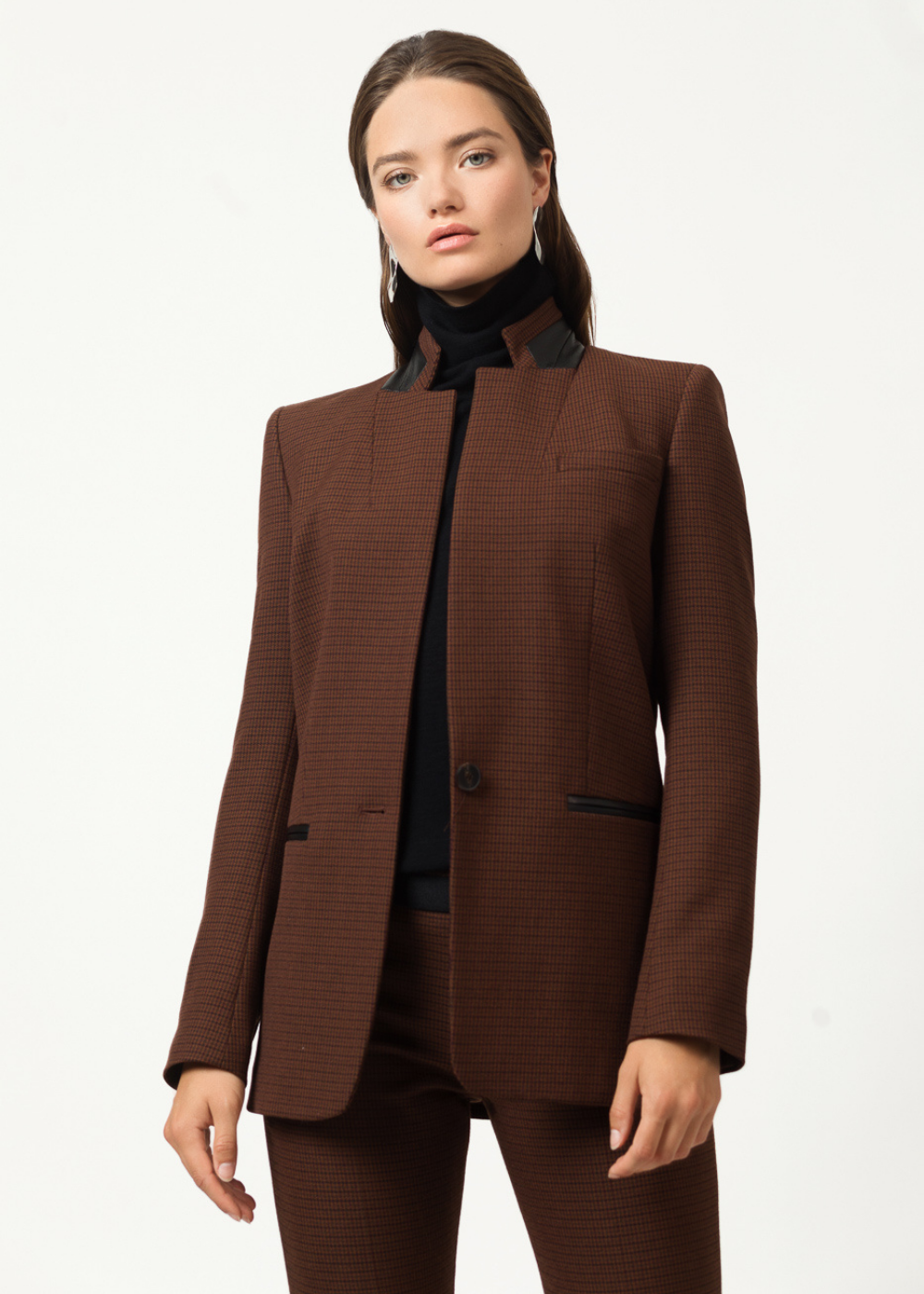 Veste pied de poule marron