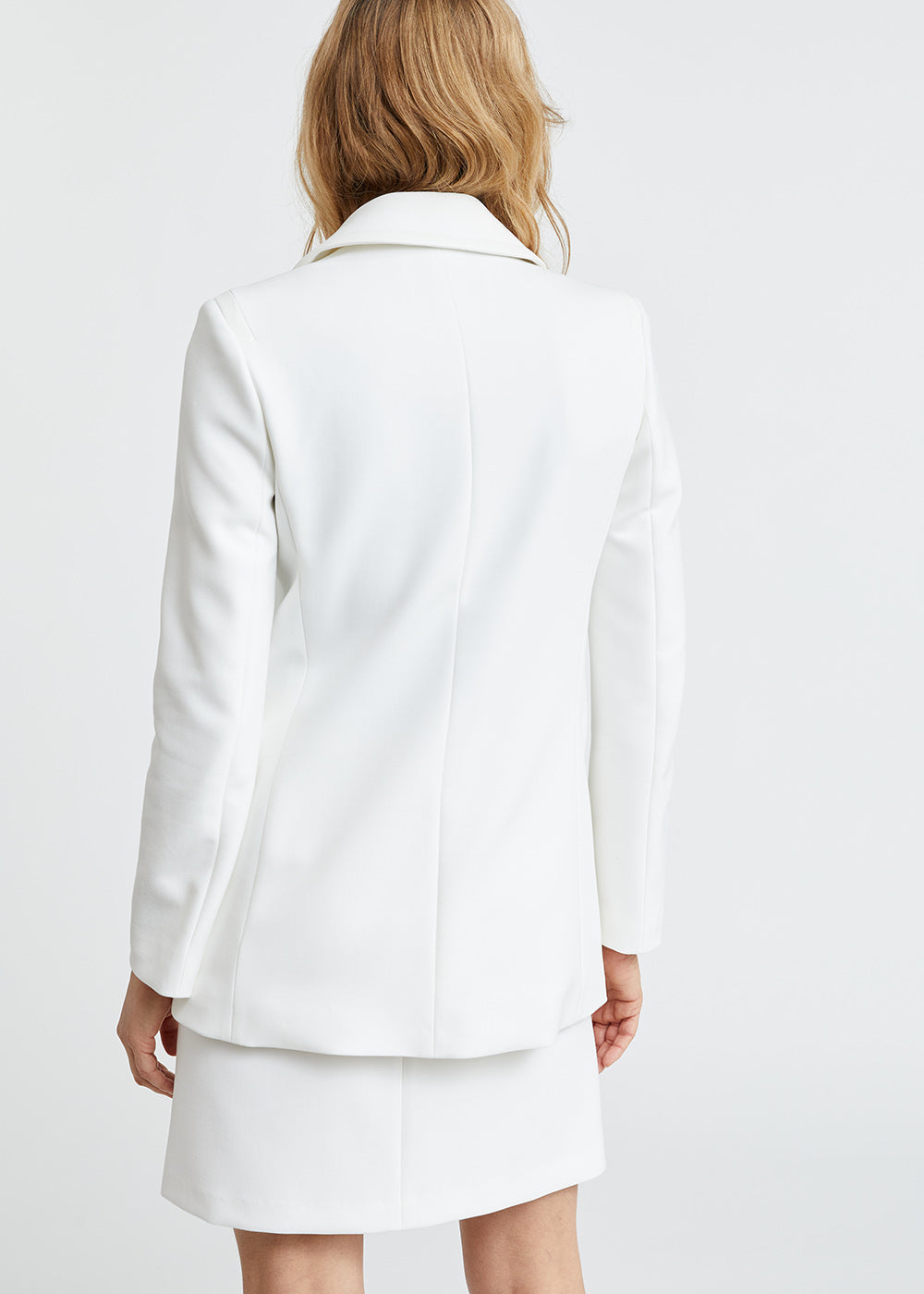 Caban croisé blanc détails en cuir écologique