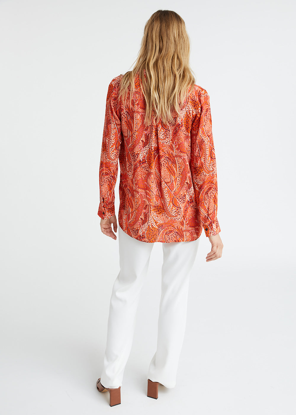 Chemisier imprimé cachemire orange