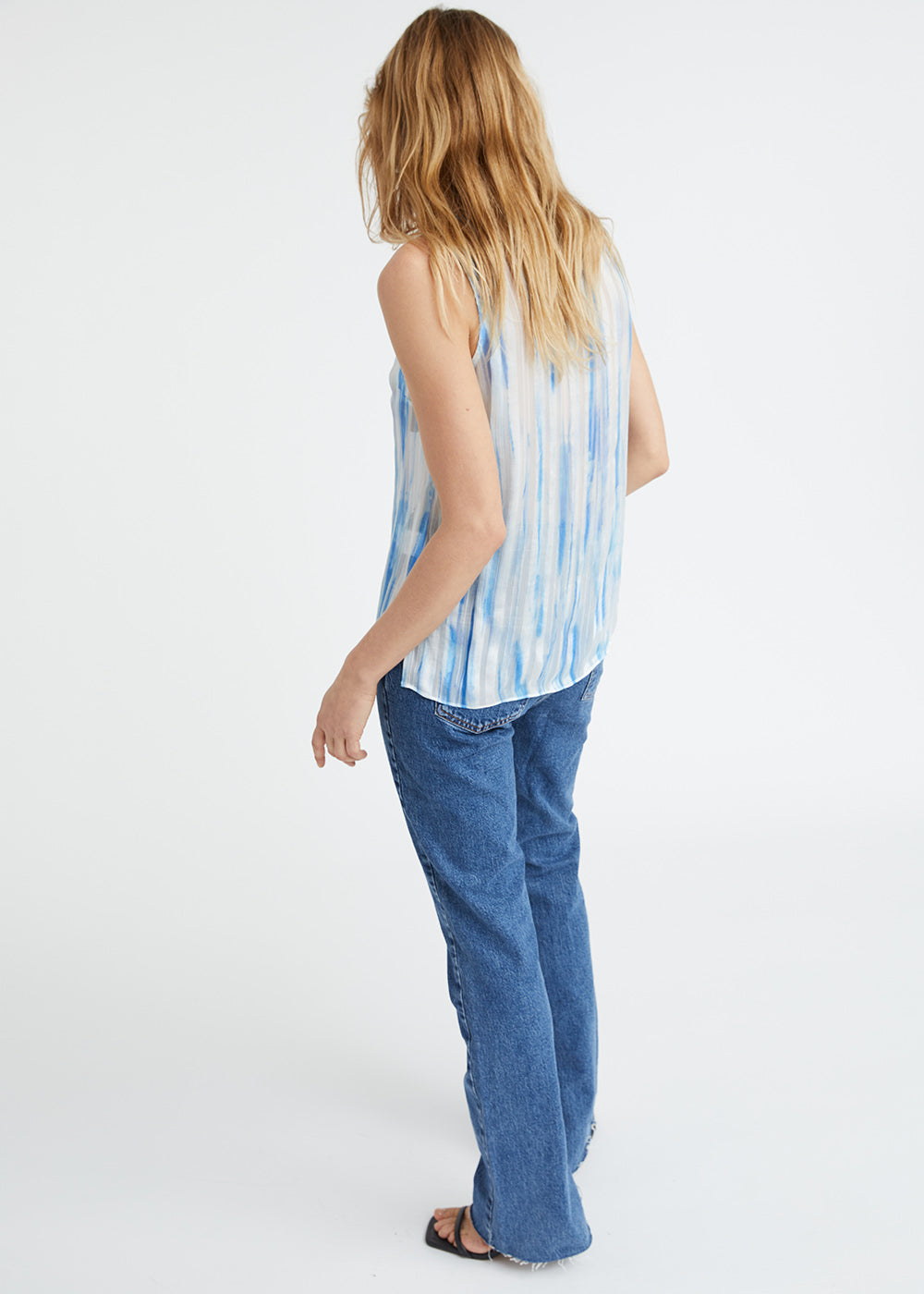 Top à imprimé rayures bleues