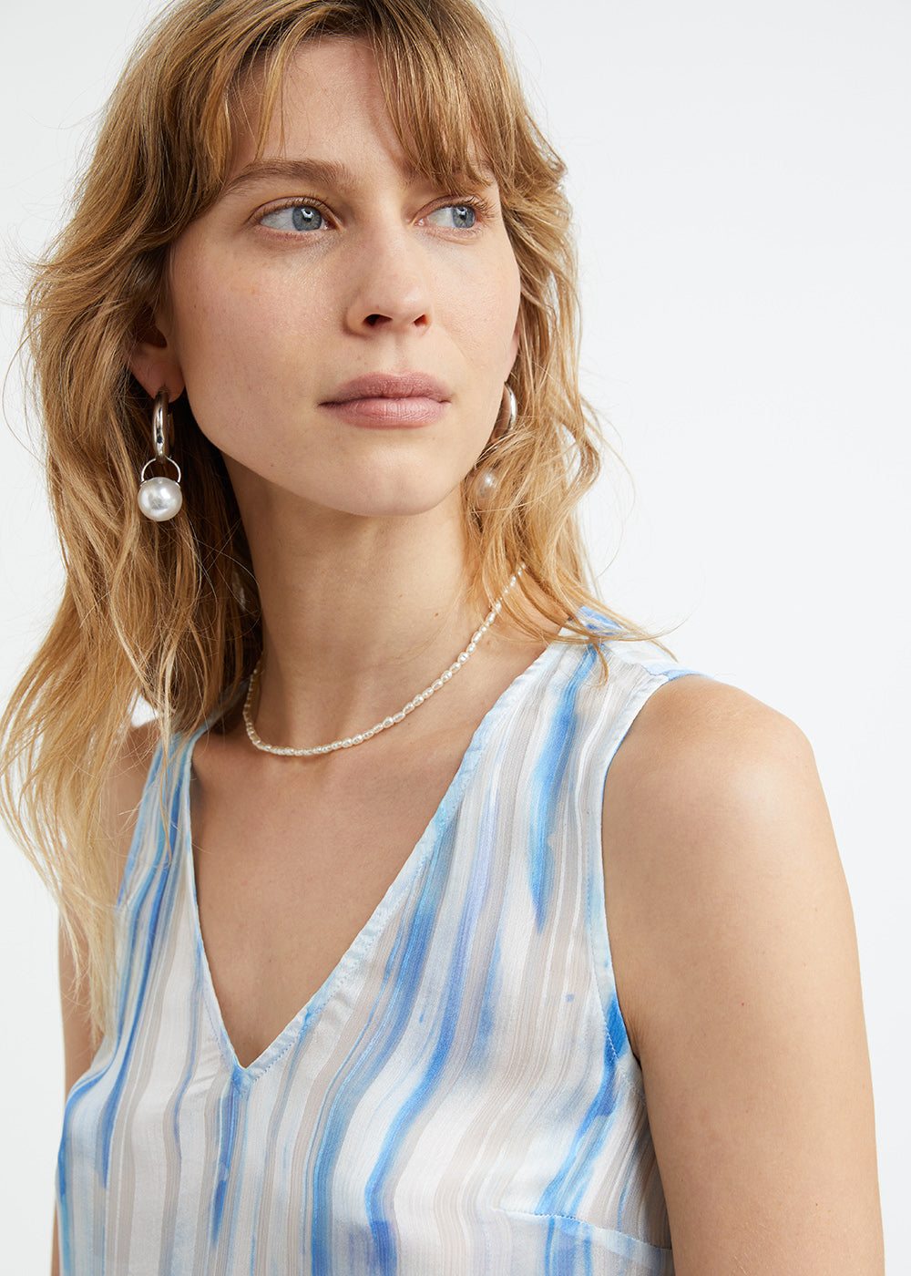 Top à imprimé rayures bleues