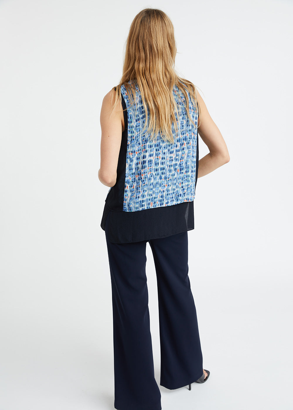 Top imprimé tacheté bleu
