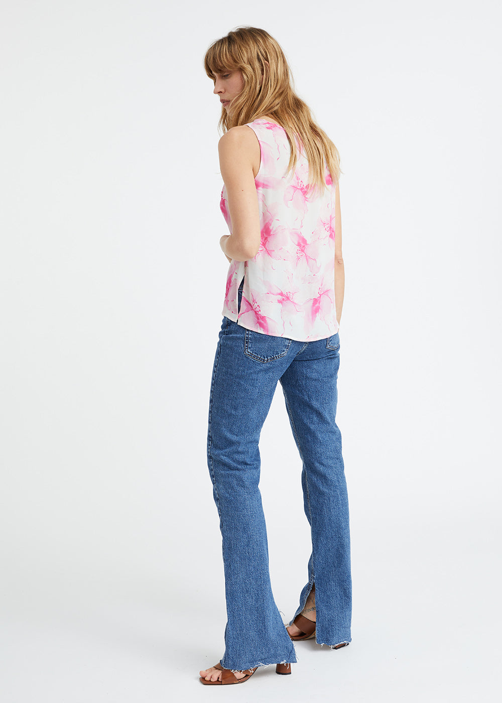 Top imprimé floral fushia
