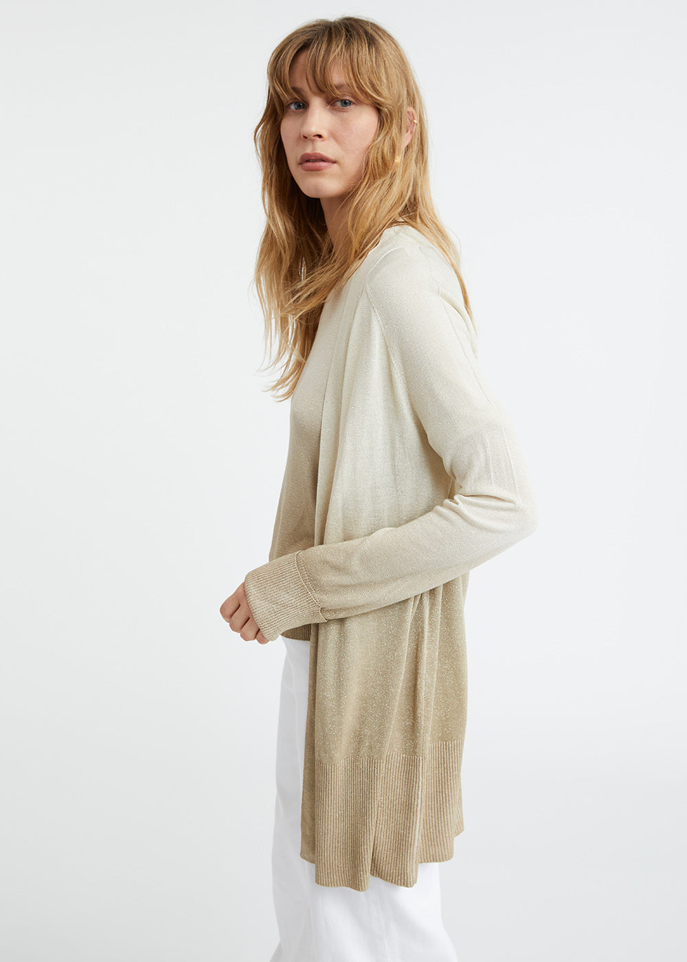 Cardigan tie and dye en lurex beige