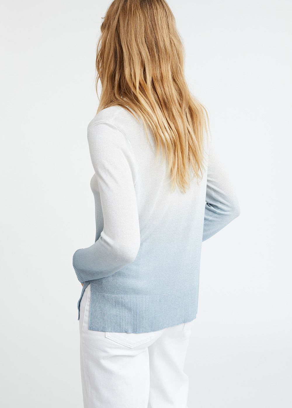 Pull tie and dye en lurex bleu