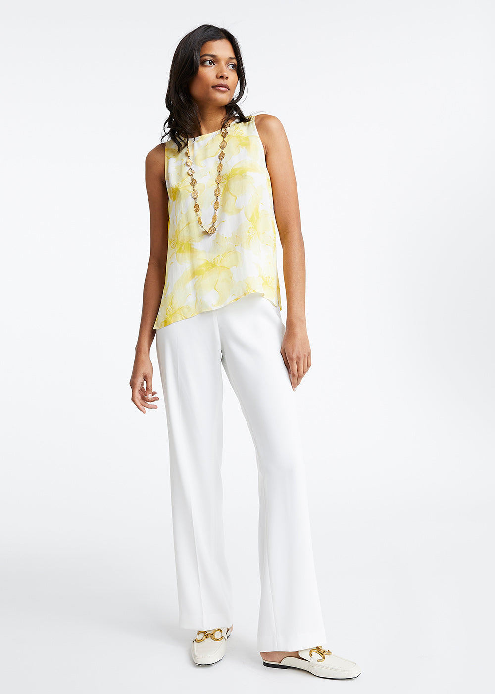 Top imprimé floral jaune