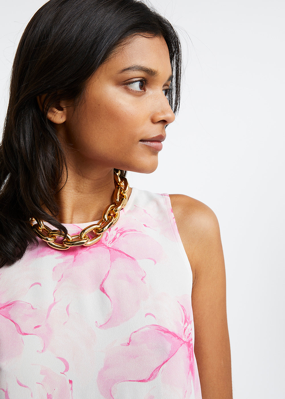 Top imprimé floral fushia