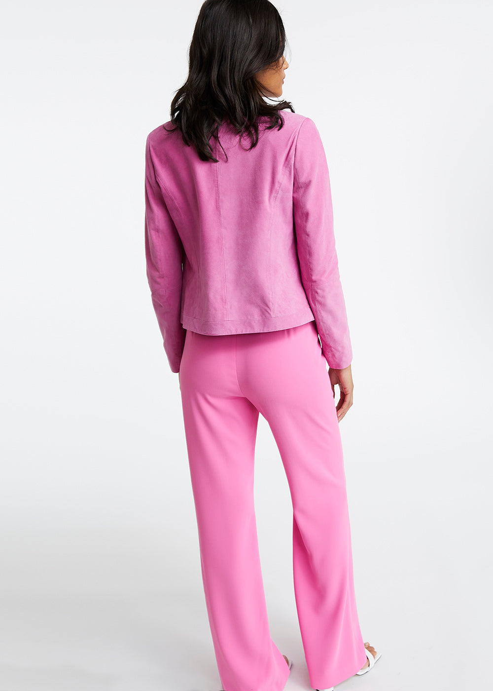 Veste courte en daim fushia