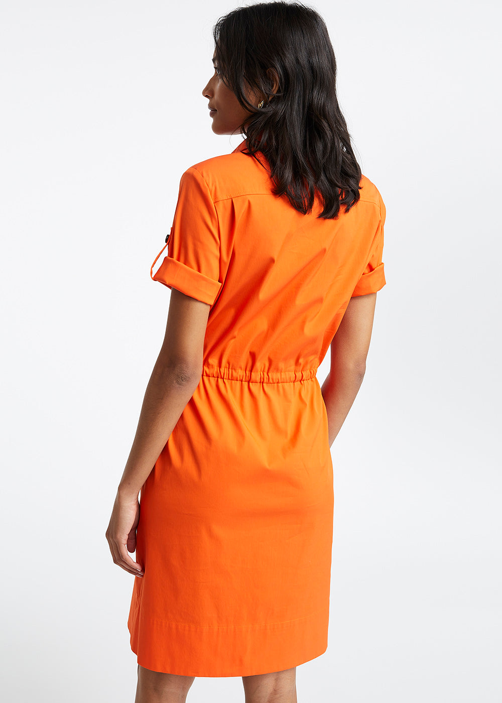 Robe courte en popeline de coton orange