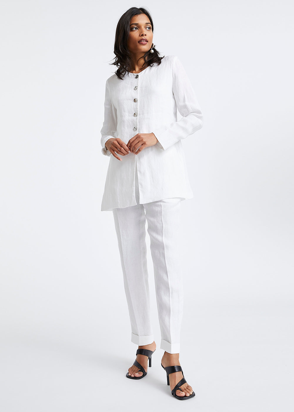 Chemisier en lin blanc