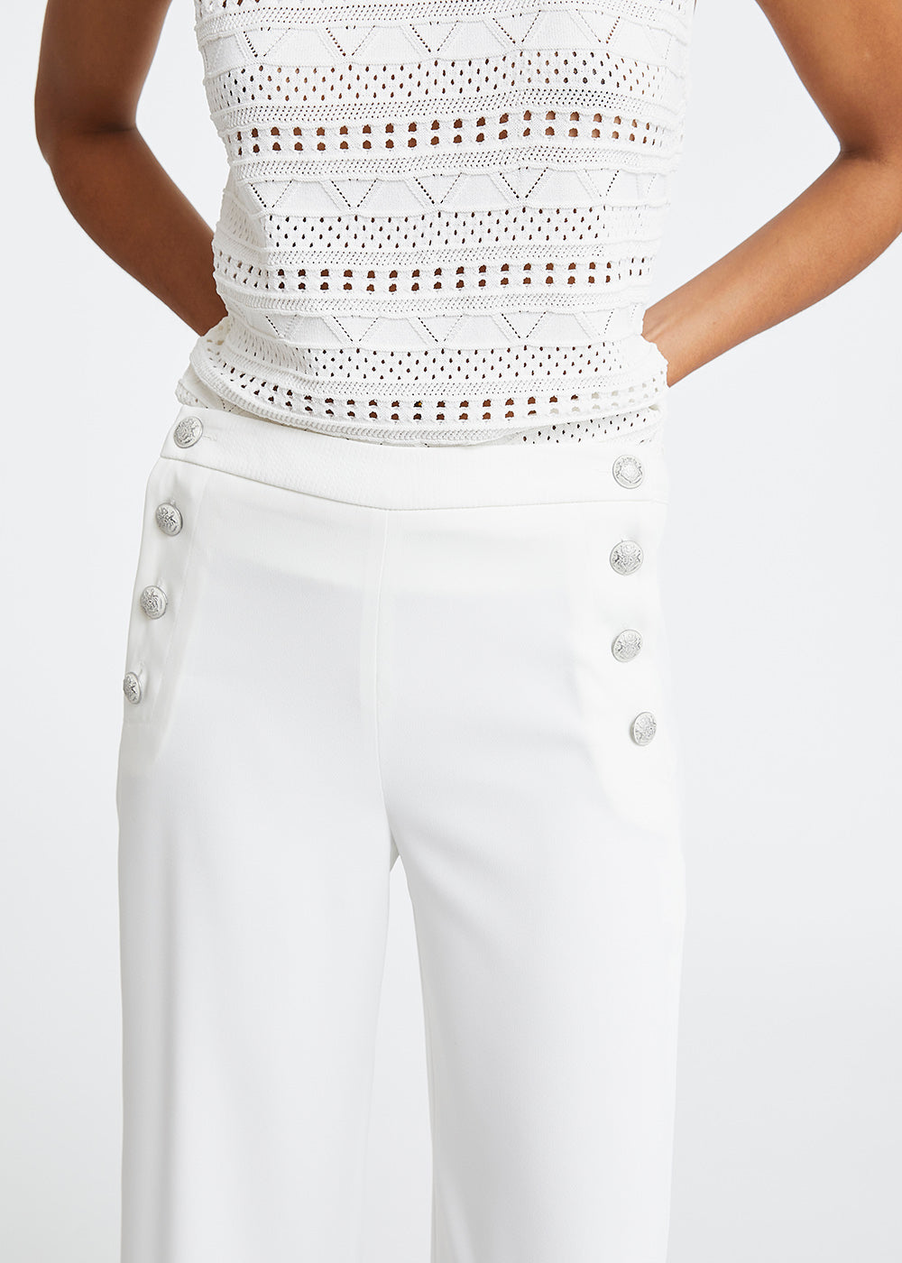 Pantalon à pont blanc
