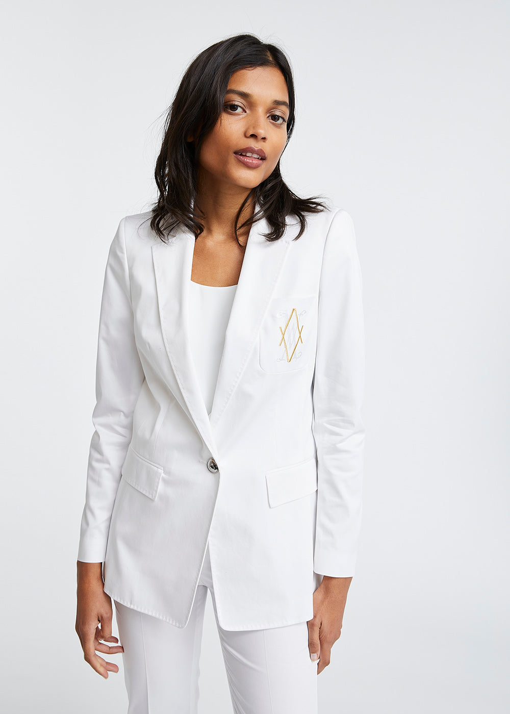 Veste de tailleur en coton blanche