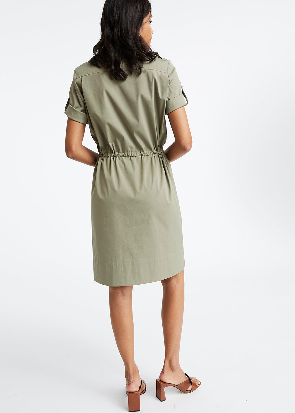Robe courte en coton kaki