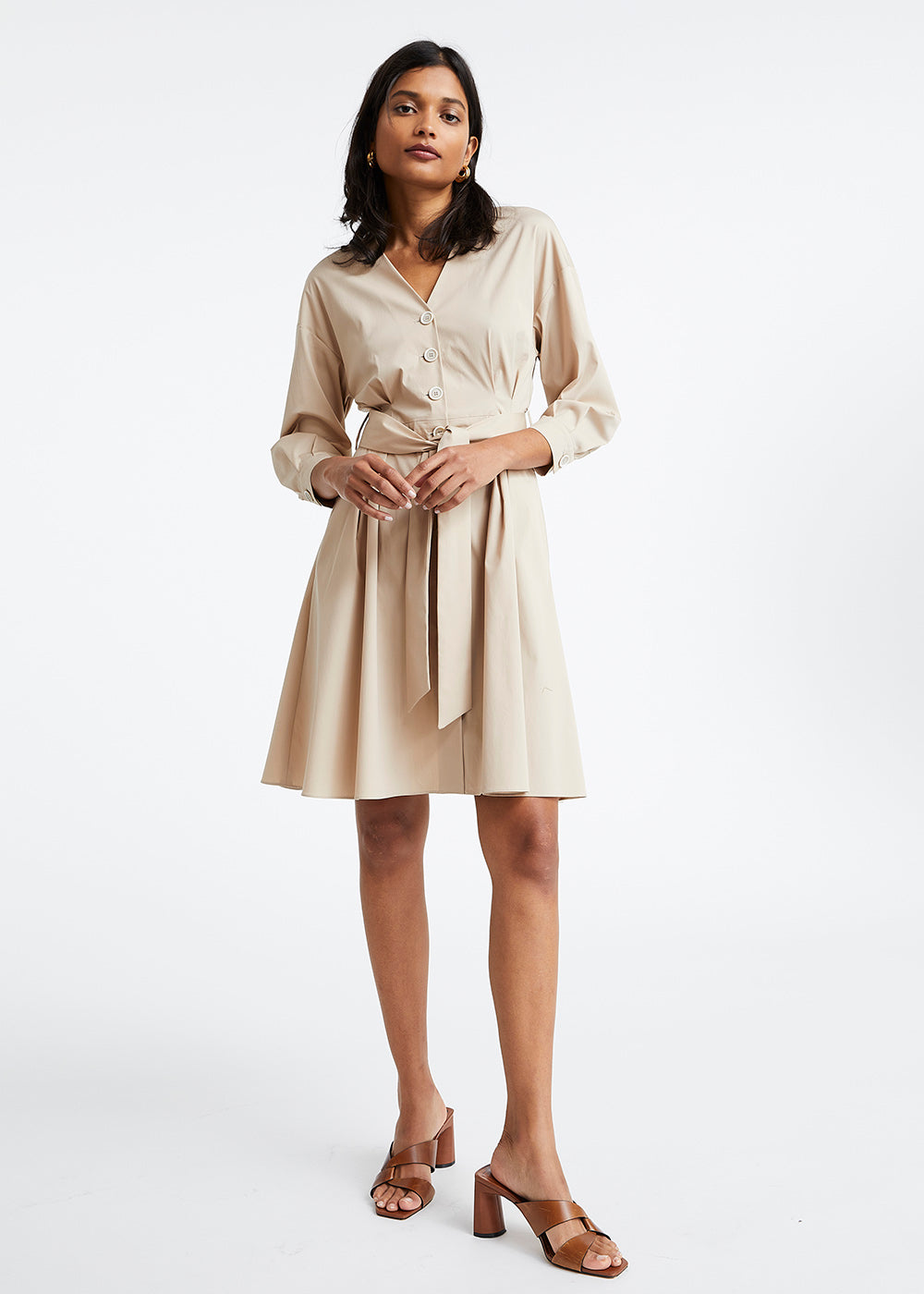 Robe en coton beige