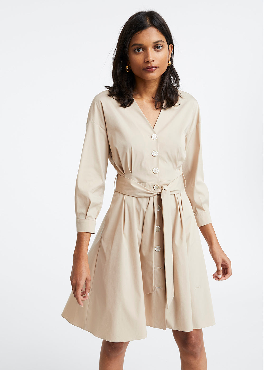 Robe en coton beige