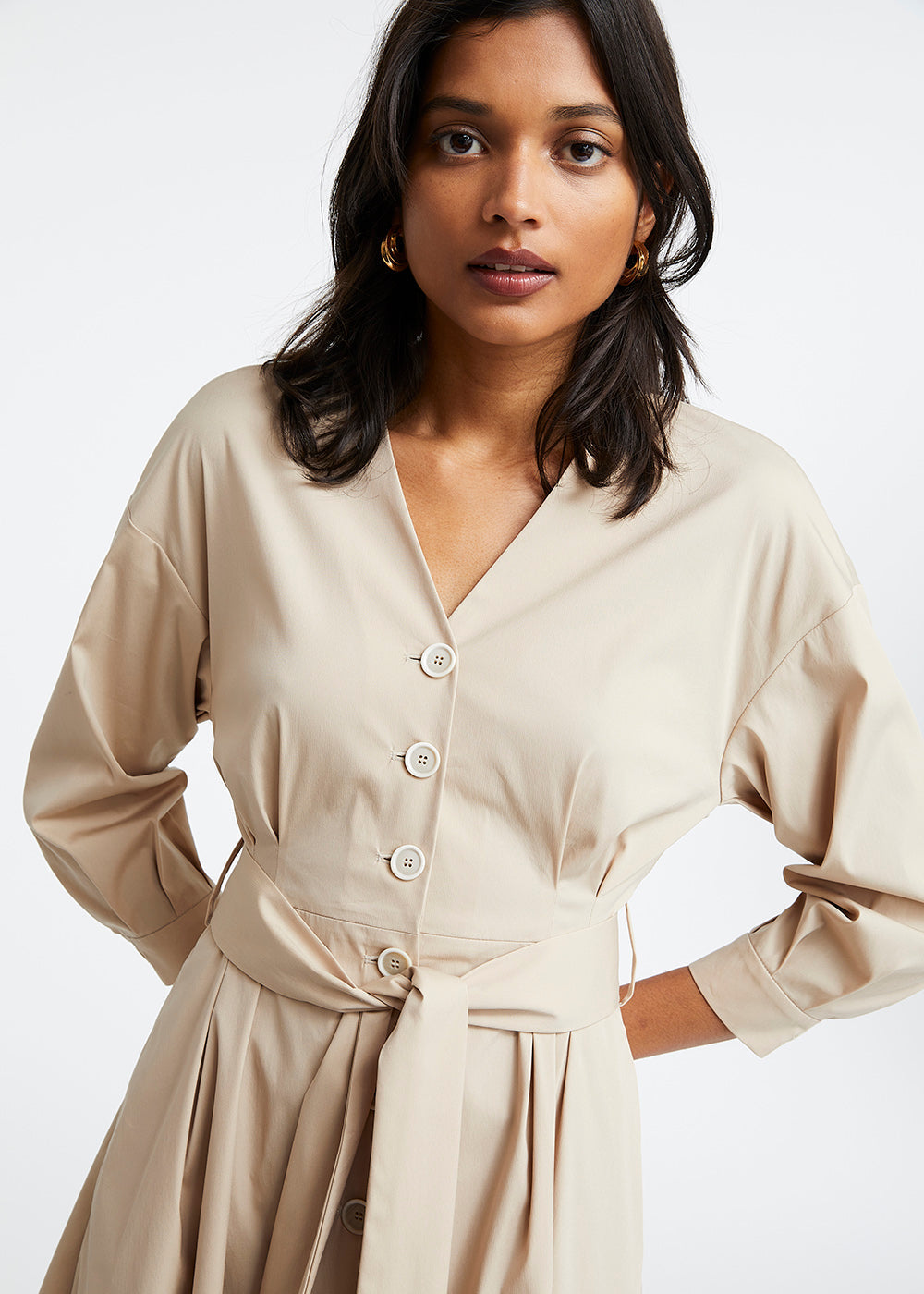 Robe en coton beige