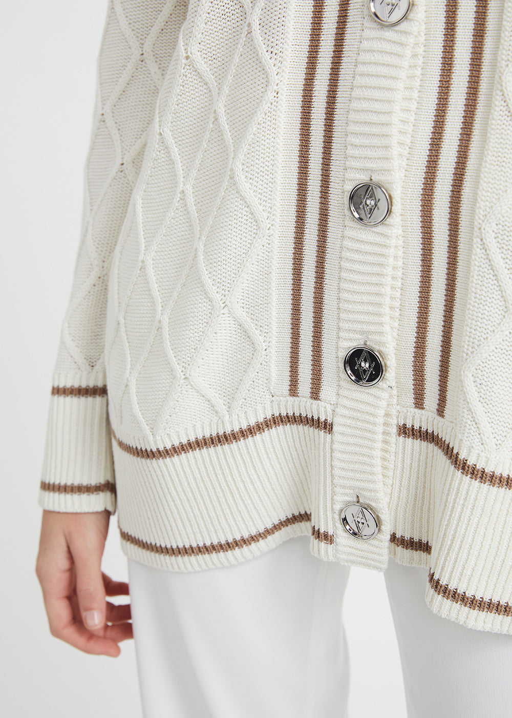 Cardigan blanc oversize en soie et coton