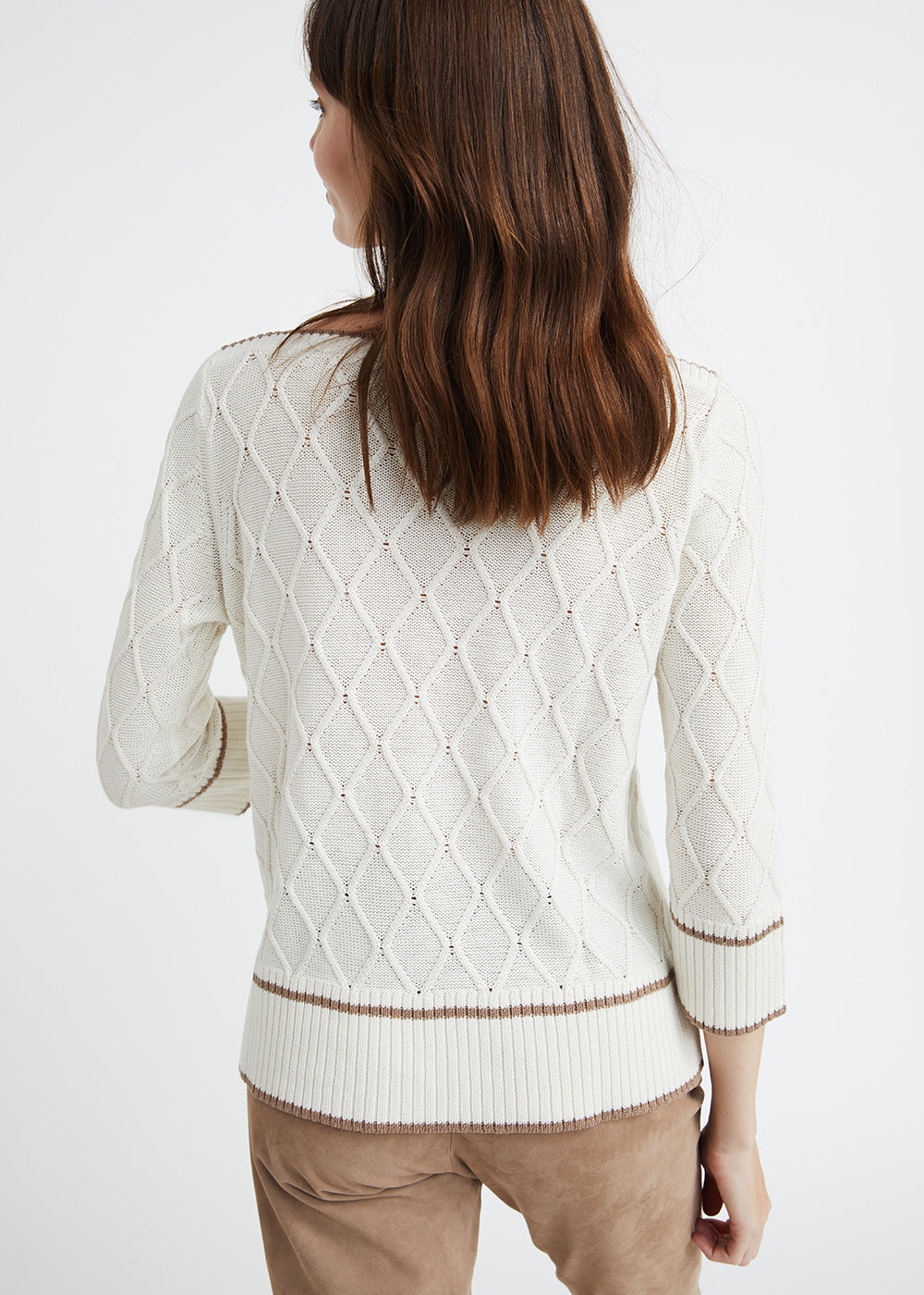 Pull blanc col bateau en soie et coton