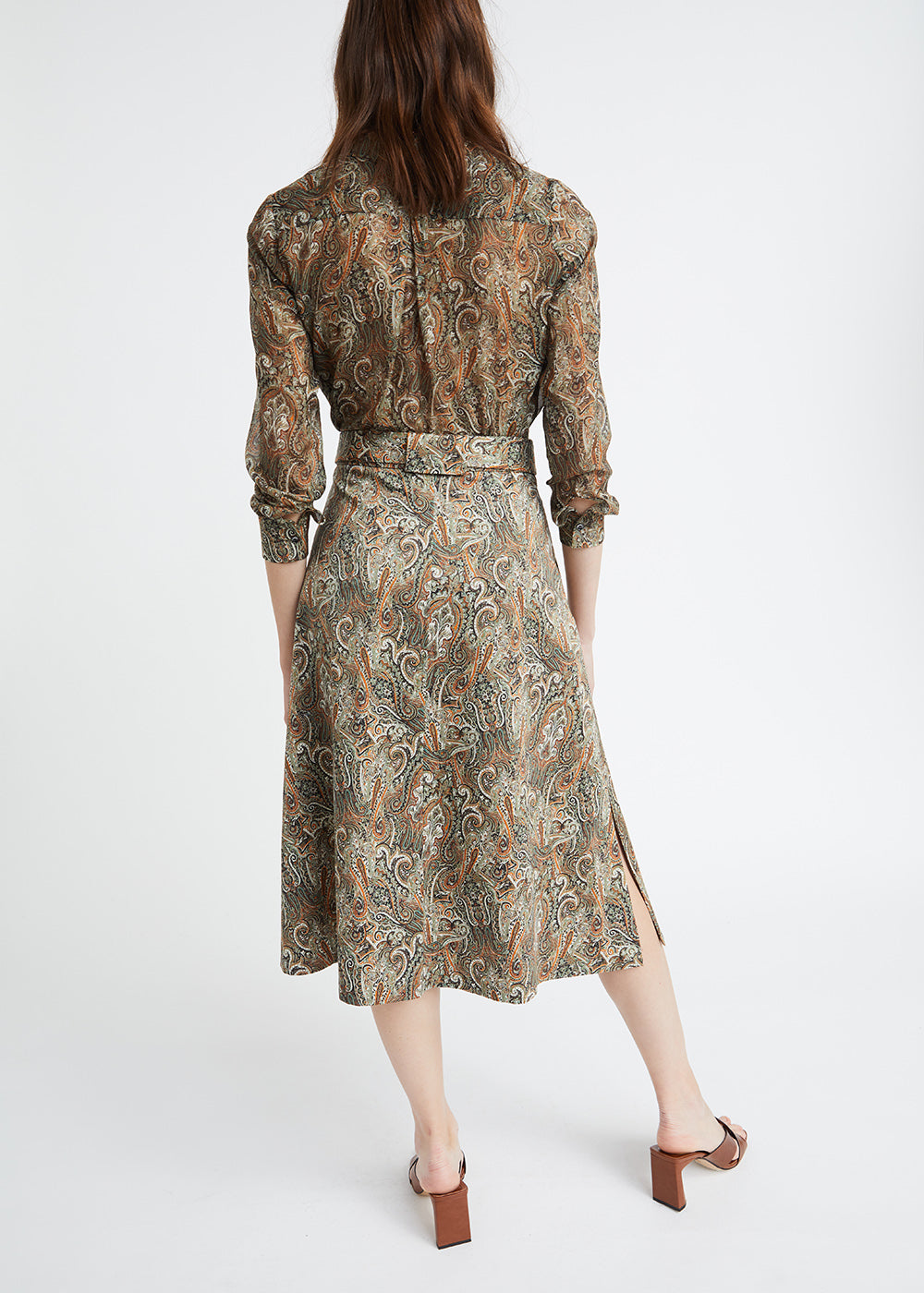 Jupe portefeuille en coton imprimé cachemire