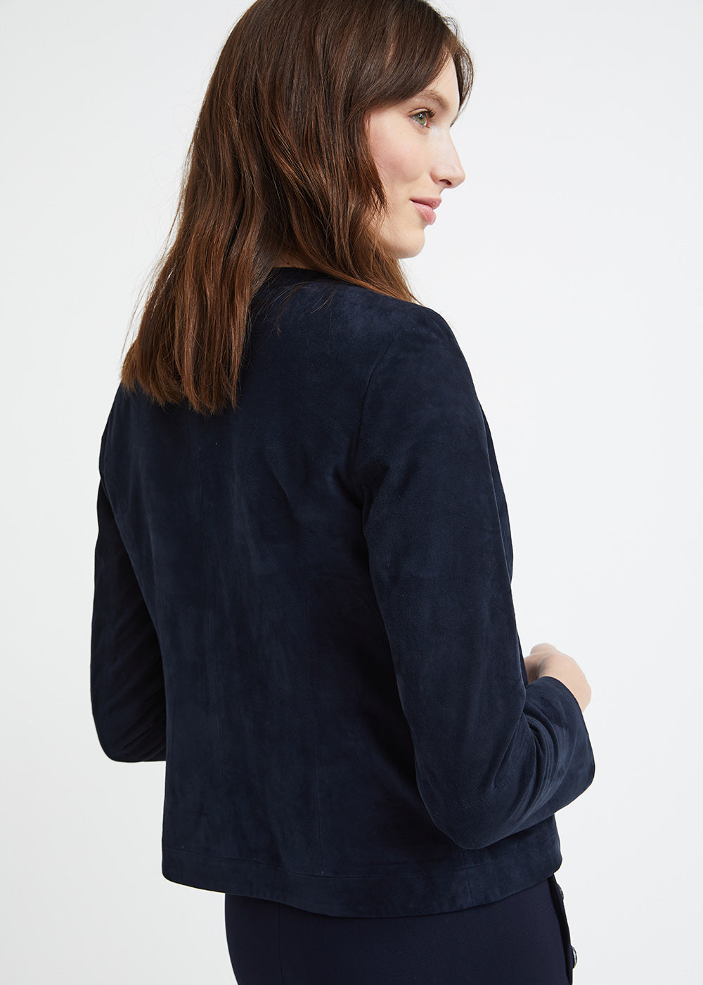 Veste courte en daim marine