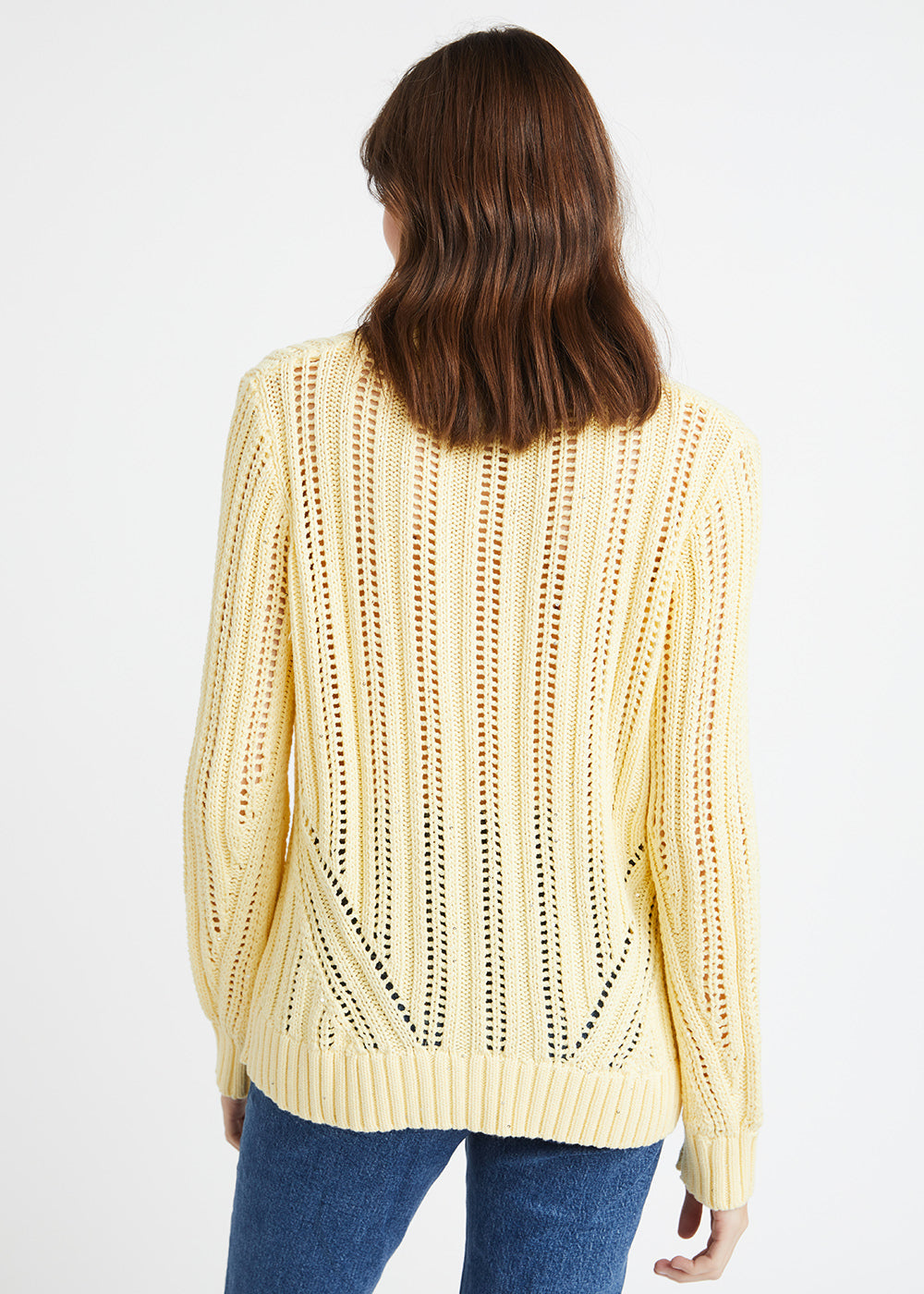 Pull jaune en coton ajouré