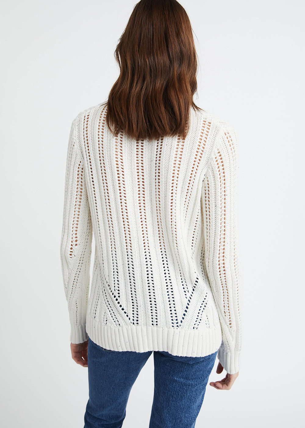 Pull blanc en coton ajouré
