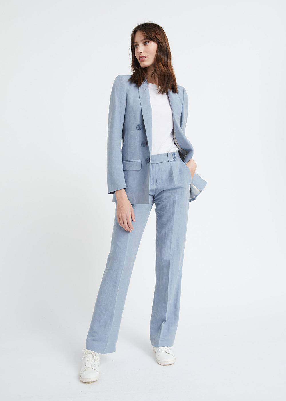 Pantalon en chanvre à plis marqués