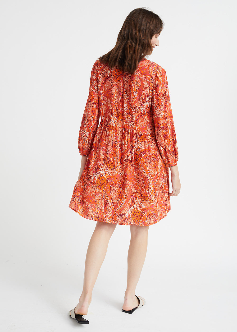 Robe bohème à imprimé cachemire orange