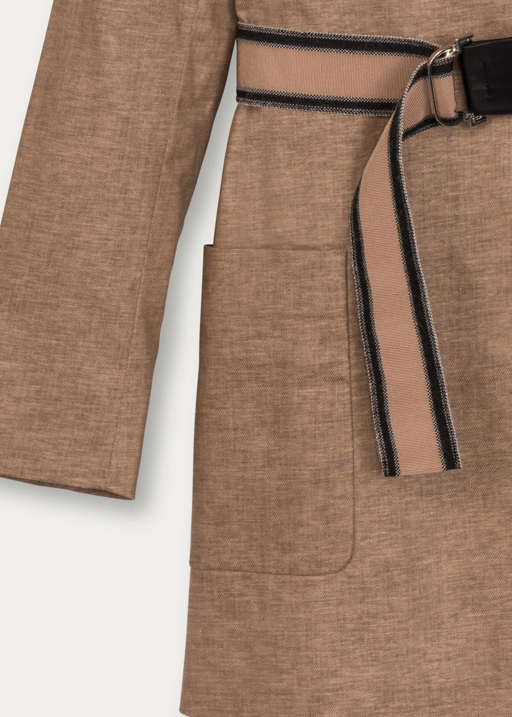 Veste ceinturée beige en lin