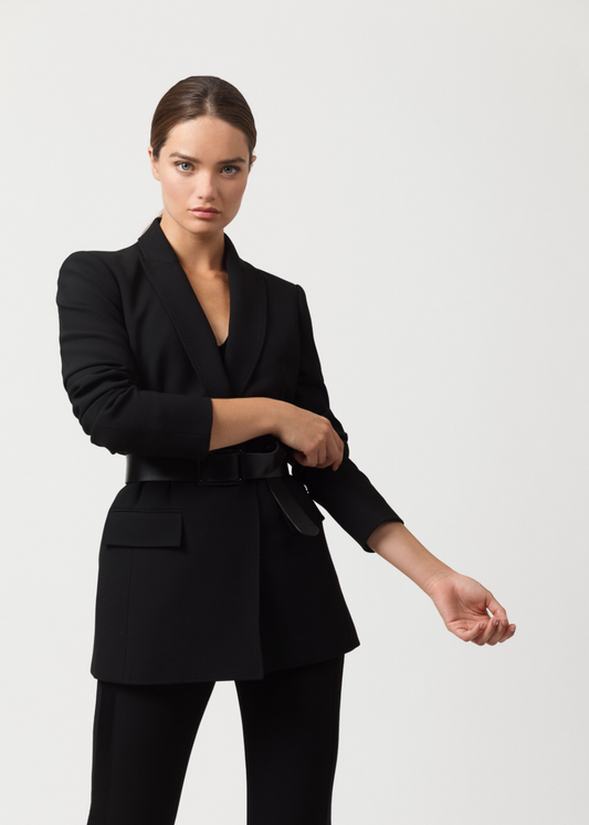 Straight twill blazer