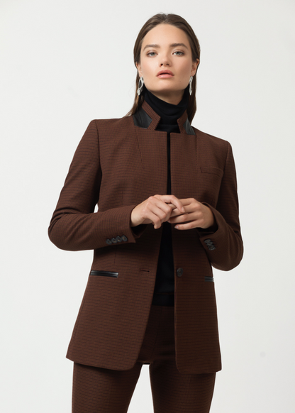 Veste pied de poule marron