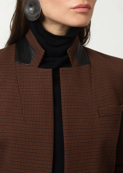 Veste pied de poule marron