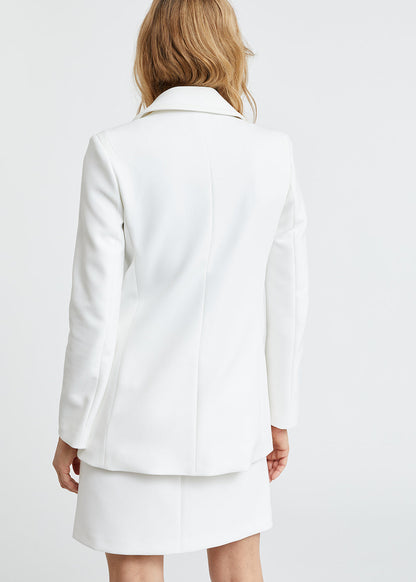 Caban croisé blanc détails en cuir écologique