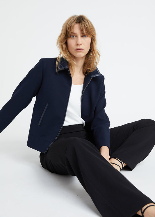 Navy short bomber jacket