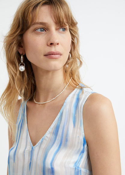 Top à imprimé rayures bleues