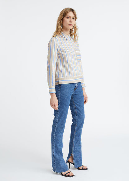 Chemisier en coton à rayures multicolores