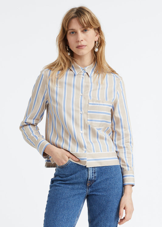 Multicolored striped cotton blouse