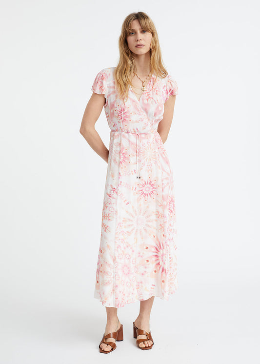 Psychedelic Print Midi Wrap Dress