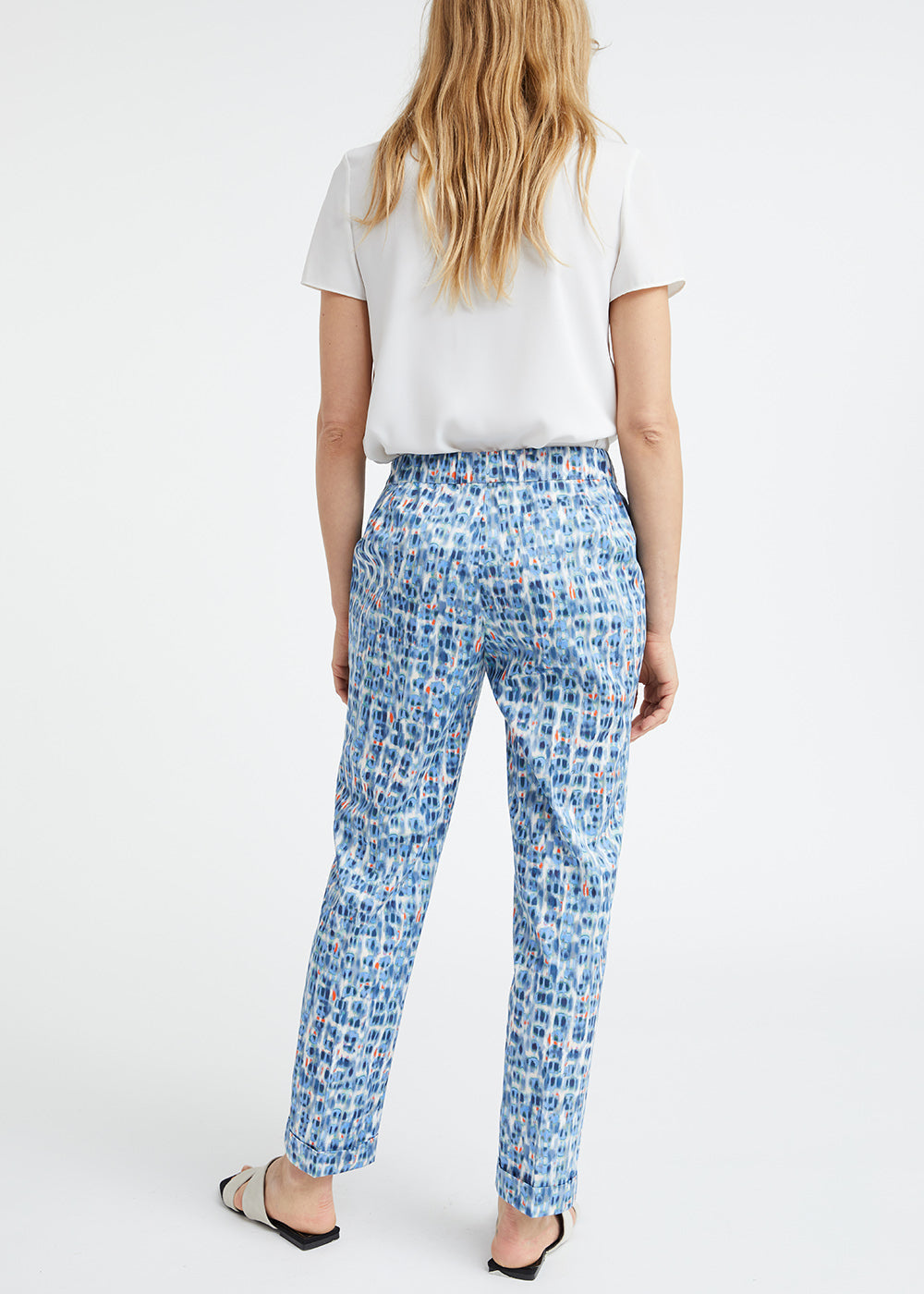 Pantalon en coton imprimé tacheté bleu