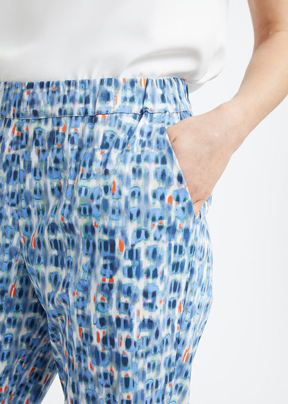Pantalon en coton imprimé tacheté bleu