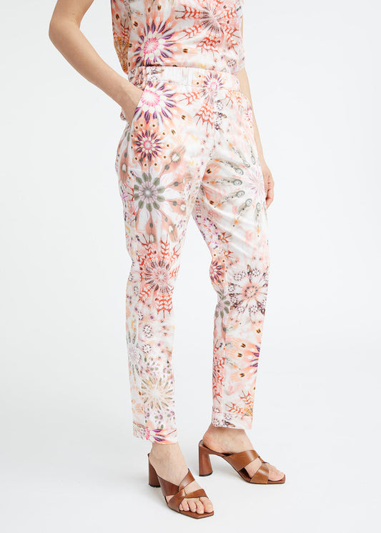 Psychedelic print cotton carrot pants