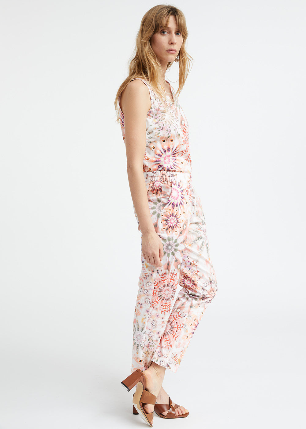 Pantalon carotte en coton imprimé psychédélique