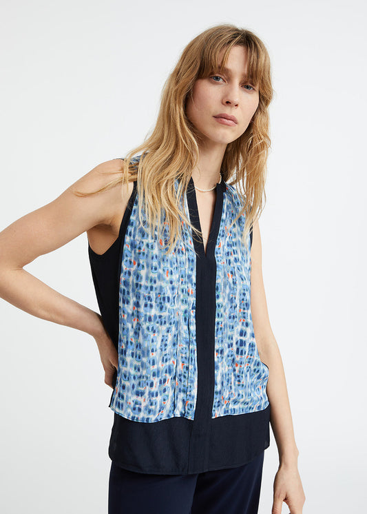 Blue spotted print top