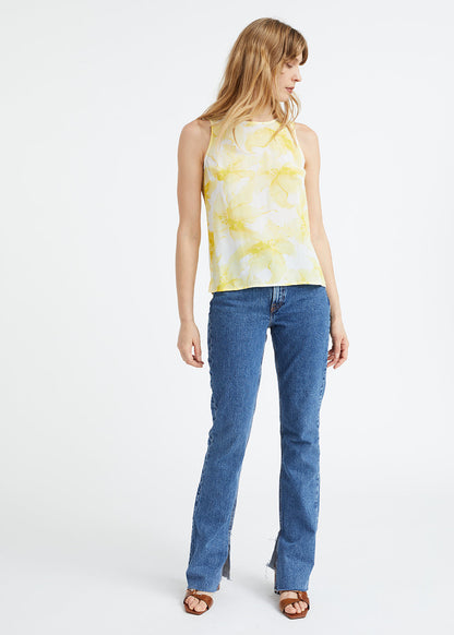 Top imprimé floral jaune