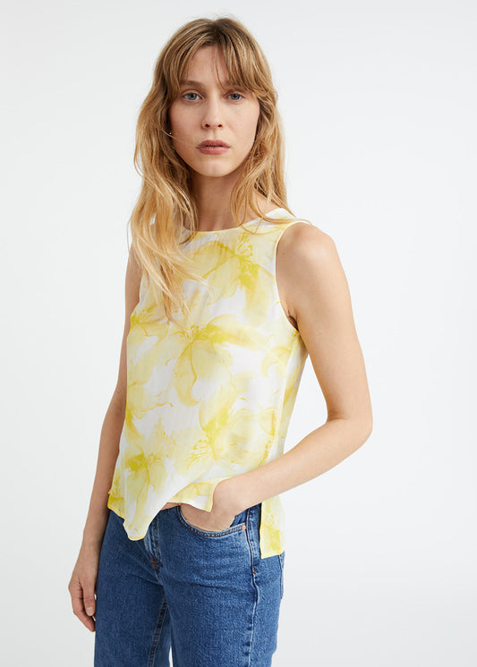 Top imprimé floral jaune