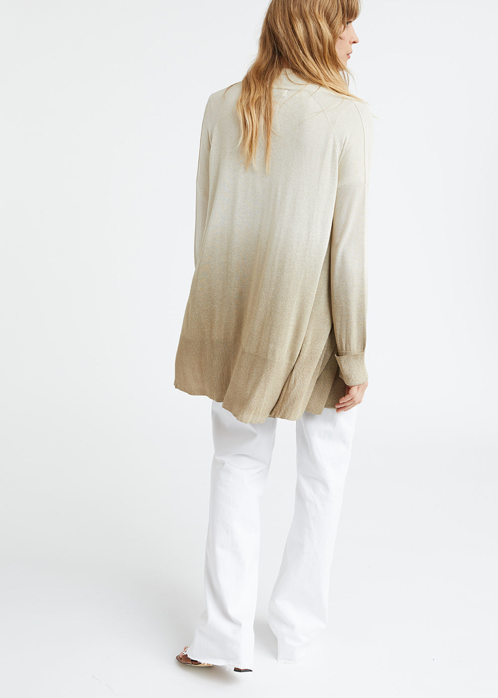 Cardigan tie and dye en lurex beige