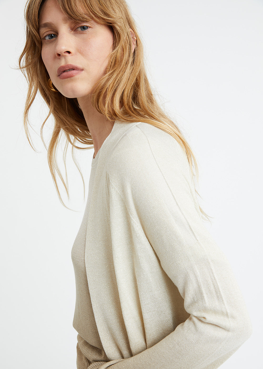 Cardigan tie and dye en lurex beige