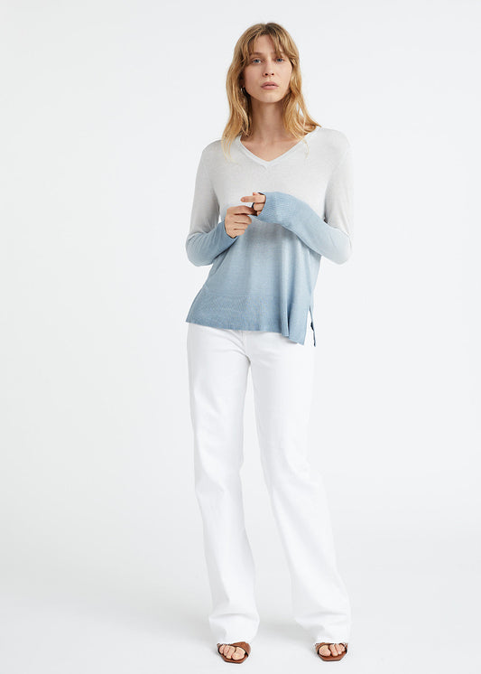 Pull tie and dye en lurex bleu