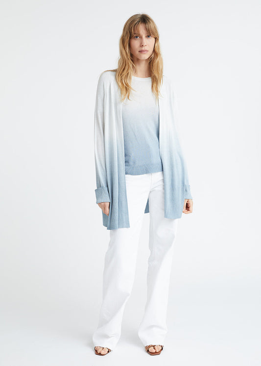 Cardigan tie and dye en lurex bleu